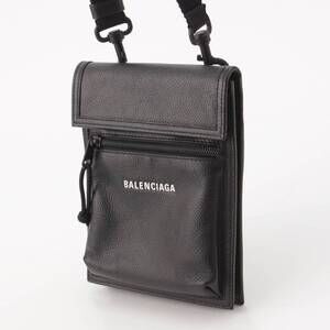 Balenciaga Logo Bag Leather Black Explorer Shoulder Pochette